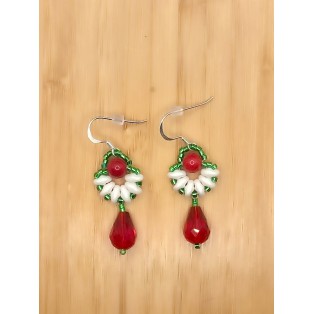 Red Coral Christmas Earrings